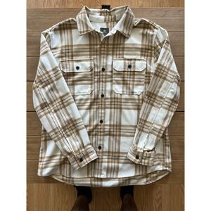 H&M Men's Plaid Flannel Shirt Long Sleeve White Brown X-Large